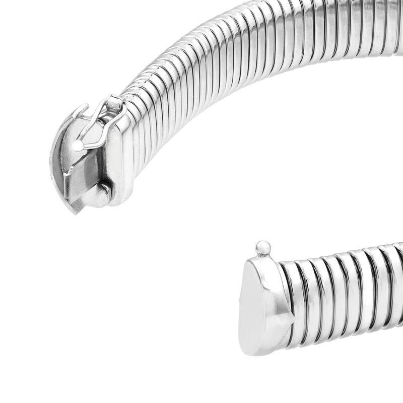 Curata 925 Sterling Silver 7.5" 15mm Italian Rhodium Tubogas Bangle Bracelet