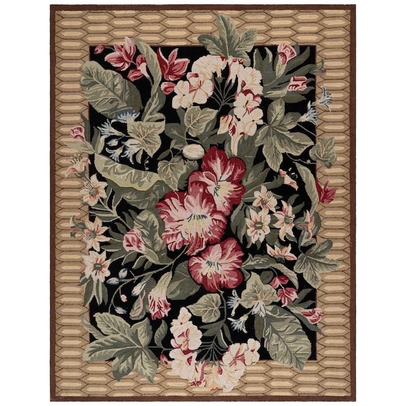 SAFAVIEH Handmade Chelsea Gottliebe French Country Wool Rug - 8' x 10' - Black/Brown