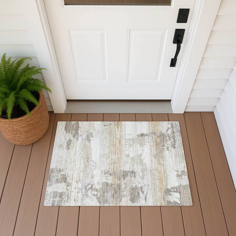 Machine Washable Indoor/ Outdoor Chic Veta Chantille Rug - Ivory - 1'8" x 2'6"