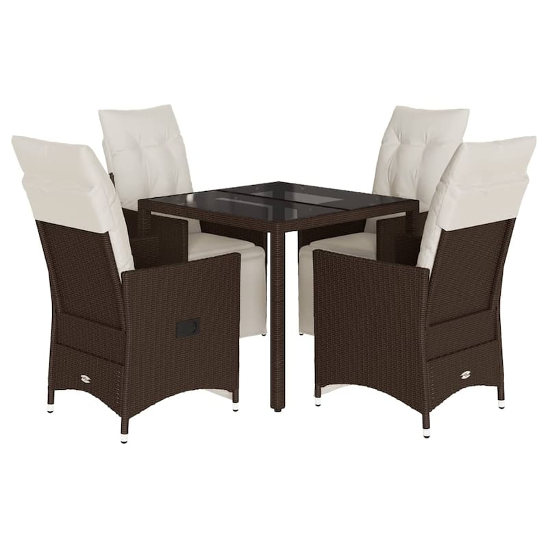 vidaXL Patio Bistro Set with Cushions Outdoor Furniture Brown Poly Rattan