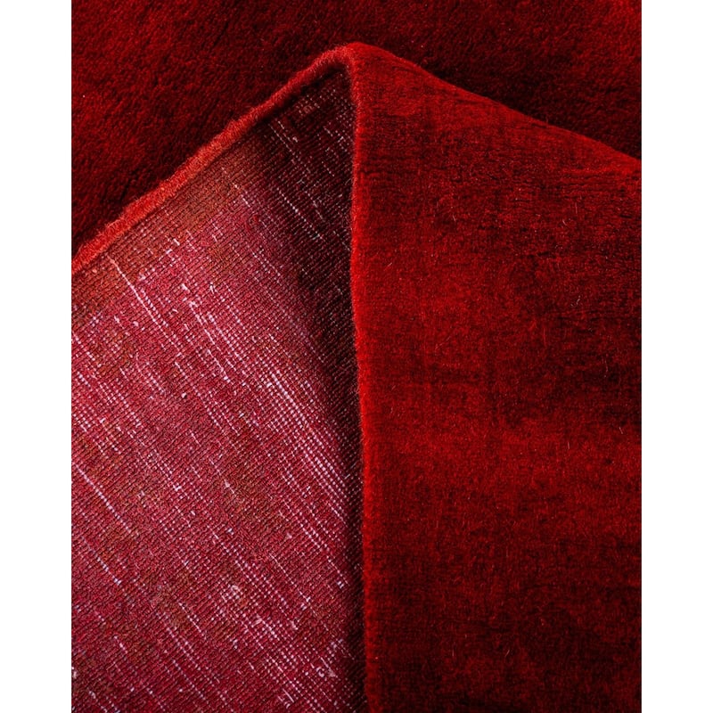 Overton Hand Knotted Wool Vintage Inspired Modern Contemporary Overdyed Red Runner Rug - 3' 0" x 13' 4"