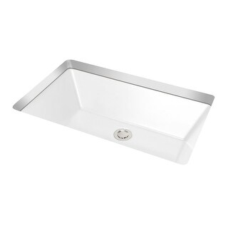 Miseno Undermount Bathroom Sink - 18.5" Rectangular Porcelain, Rear Drain, Includes Mounting Clips - View #9