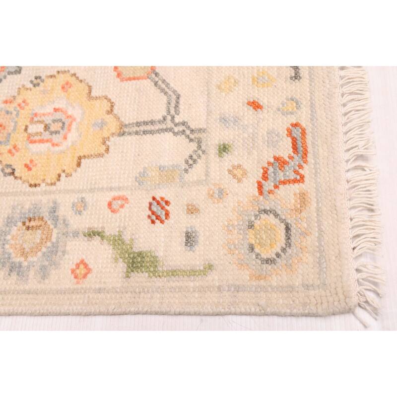 ECARPETGALLERY Hand-knotted Modern Oushak Ivory Wool Rug - 2'6 x 8'0