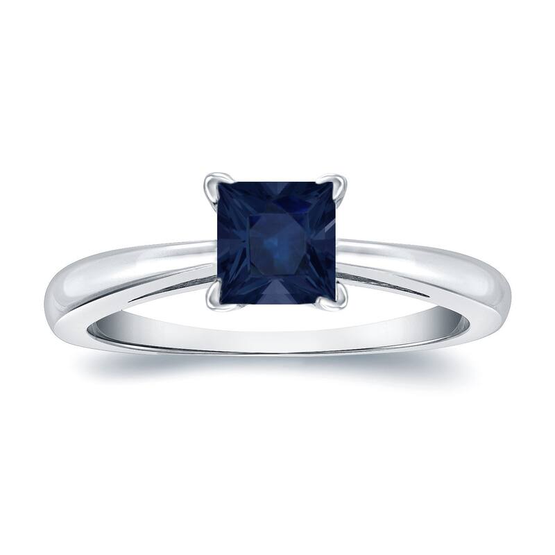 Auriya 14k Gold Princess-cut Sapphire Solitaire Engagement Ring 1/4ct TGW - 4 - White - White