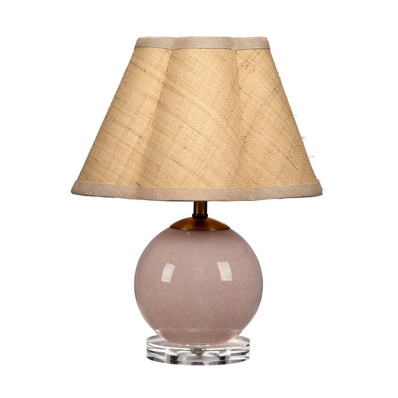 Jamie Young Dottie Blown Glass Table Lamp with Raffia Shade - Pink