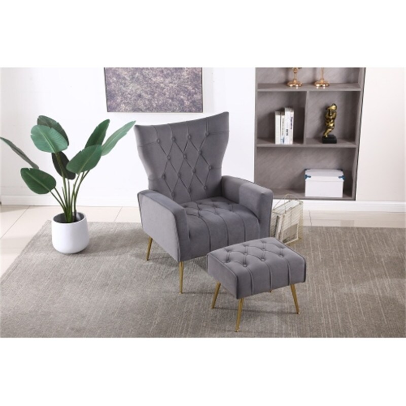 Wingback chair best sale with footrest