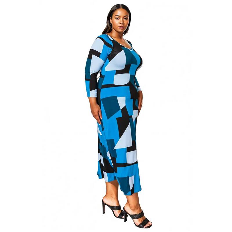 L I V D Plus Size Ozean Azul Maxi Dress