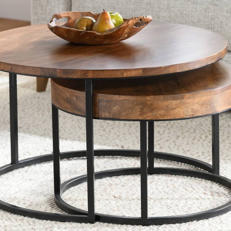 Classic Home Emma Set of 2 Nesting Tables in Natural Brown