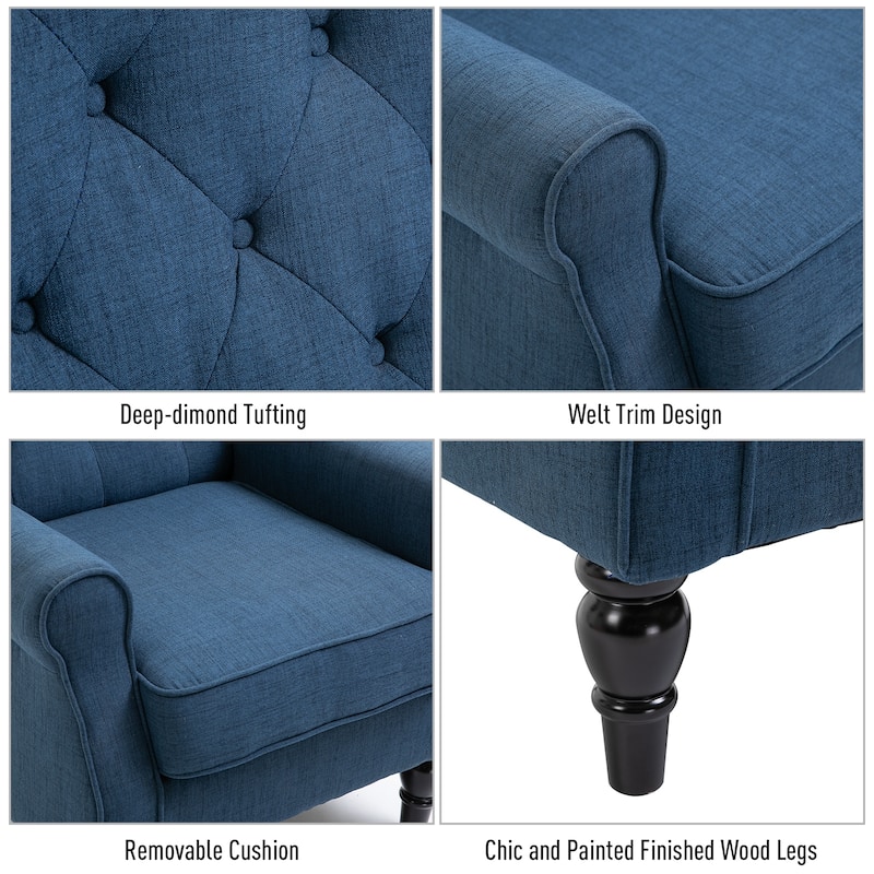 HOMCOM Copper Grove Guanta Tufted Wood Leg Accent Chair