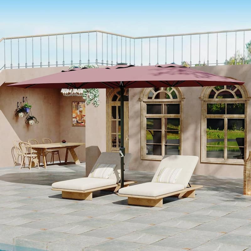 13FT Double-Sided Patio Umbrella for Deck, Pool, Garden, Backyard - Red