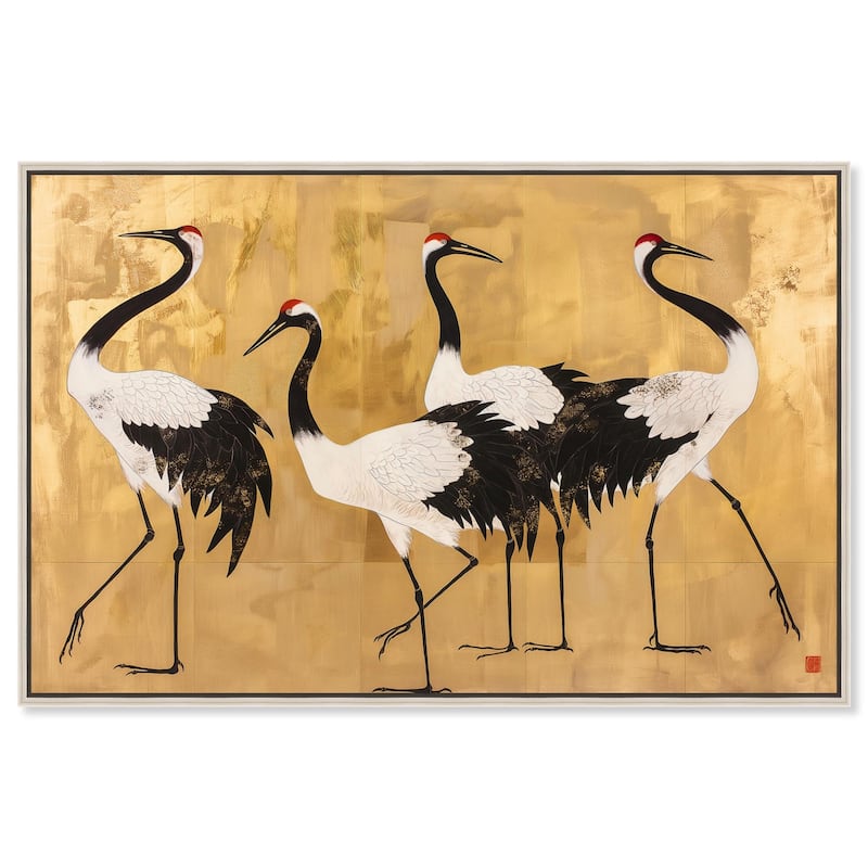 Birds of Gold Canvas by Art Remedy - Silver - 24" x 16"