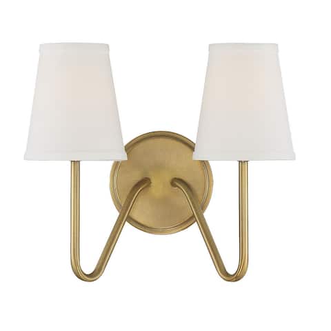 Madison Two Light Wall Sconce Mscon Natural Brass - Exact Size