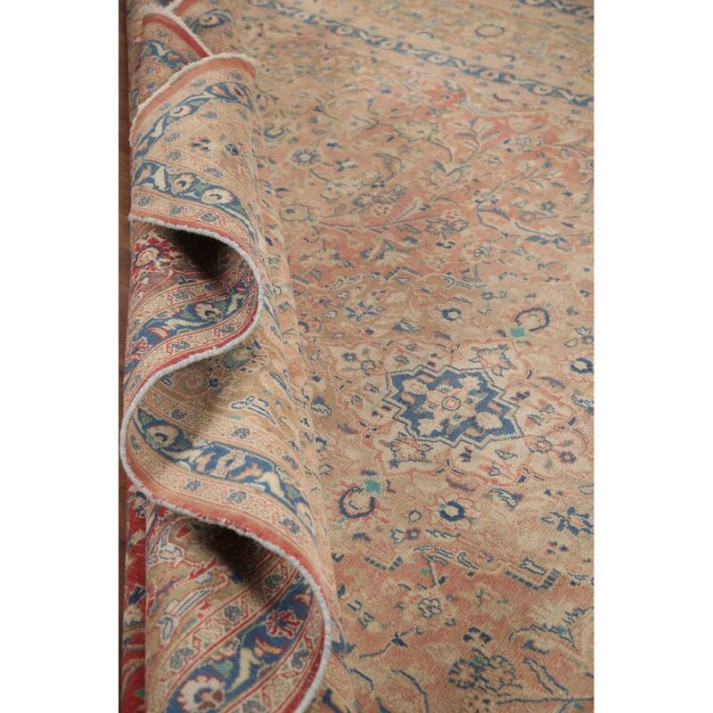 Hand Knotted Oriental 100% Wool Carpet Traditional Floral Pink Mashad Area Rug - 12' 10'' X 9' 6''