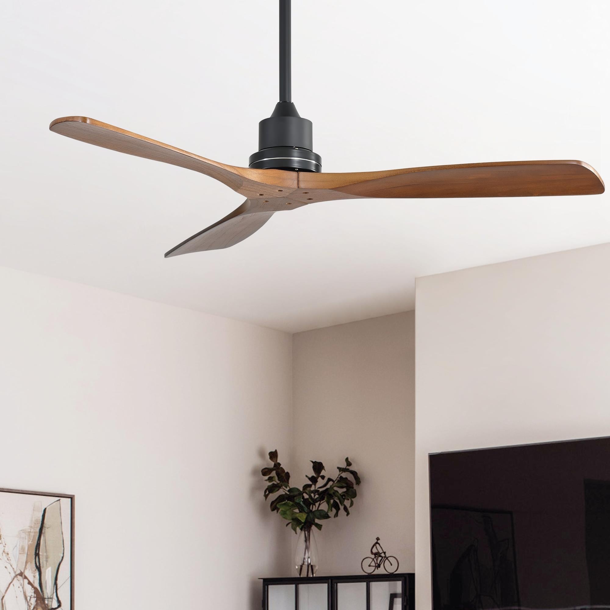Modern 52" Ceiling Fan with Timer Function and 6 Speed Settings (No Light) - Black