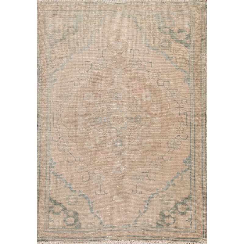 Hand Knotted Oriental 100% Wool Carpet Traditional Medallion Peach Tabriz Area Rug - 4' 8'' X 3' 2''