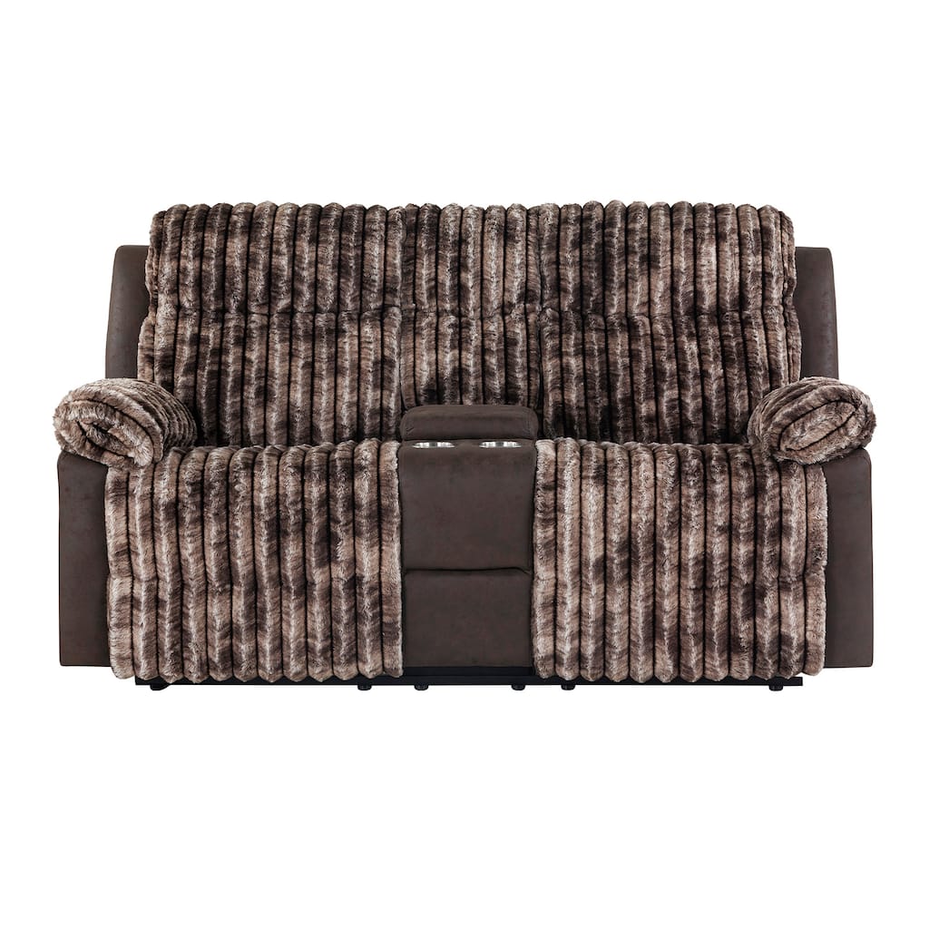 Brown Console Reclining Loveseat