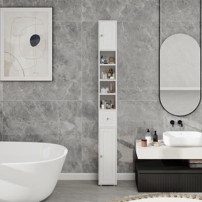 Elegant Storage Cabinet with 2 Doors and 4 Adjustable Shelves Vanity Cabinet Clothes Cabinet Dressing Cabinet for Bathroom