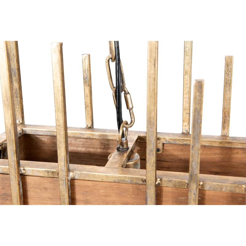 Rustic Wood and Metal Rod Chandelier