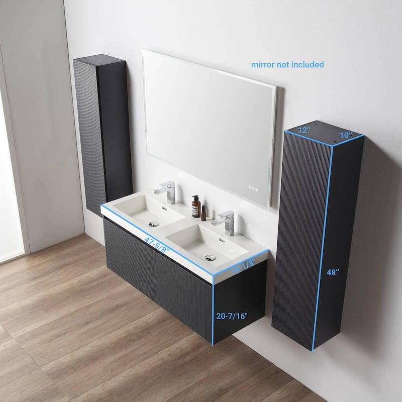 Blossom Positano 48" Floating Double Sink Vanity with Side Cabinets