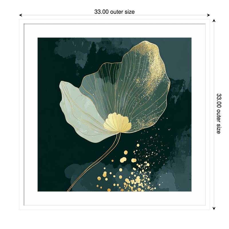 Petals of Jewel and Gold by Tradelink inhouse artist Wood Framed Wall Art Print - 33 x 33 in - White
