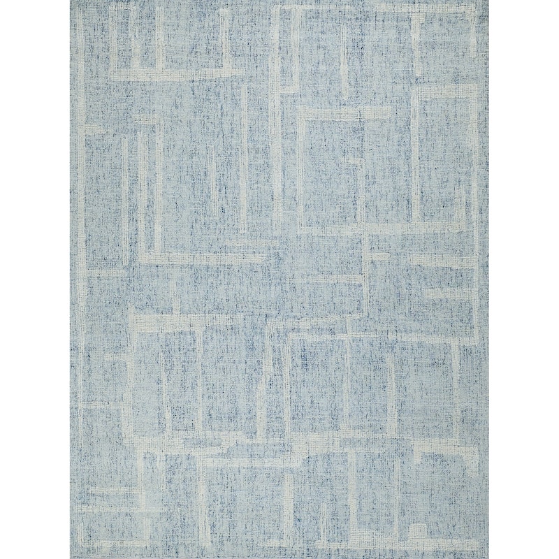 Breckenridge Handmade Hand Tufted New Zealand Wool Blue/Ivory Area Rug.