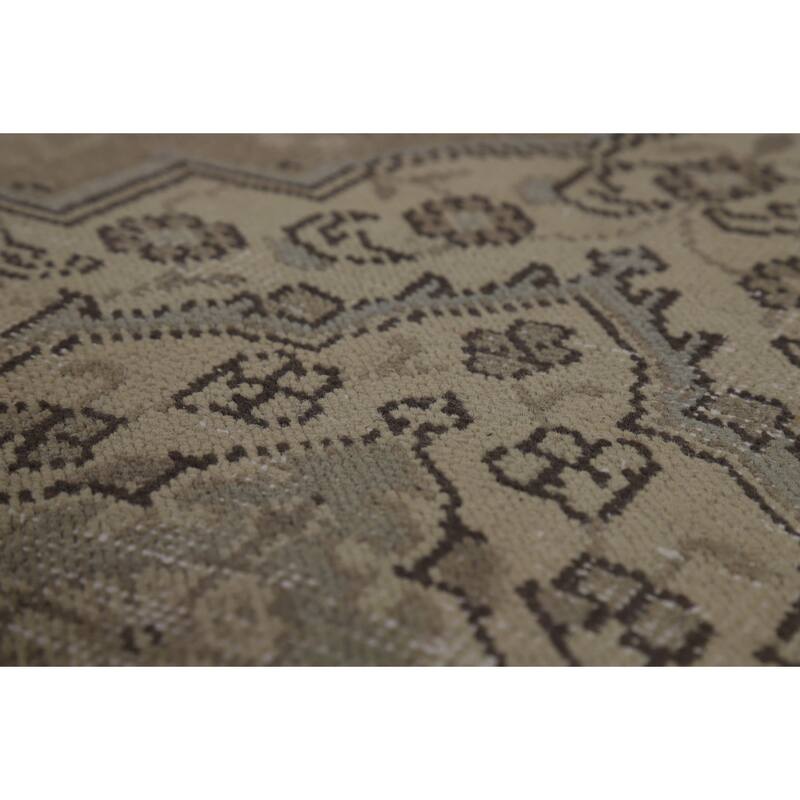 Traditional Tabriz Persian Vintage Rug Handmade Beige Wool Carpet - 9'7" x 12'1"