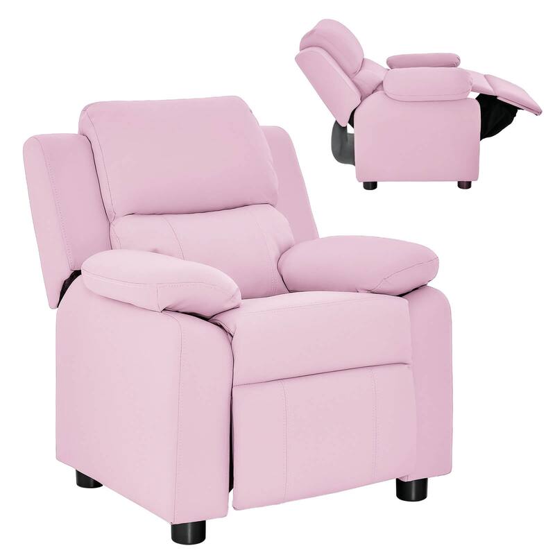 PU Leather Kids Recliner with Armrest & Headrest Lounge 3 Color - See Details - Pink