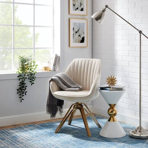 Art Leon Classical Swivel Office Accent Arm Chair with Golden Legs