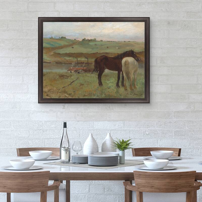 Masterpiece Art Gallery| Horses in a Meadow by Edgar Degas - Framed Canvas Art Print