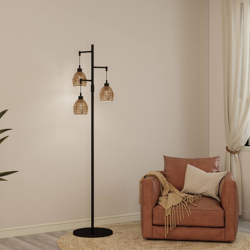 Woven Globe Floor Light Bohemian Tall Lamp