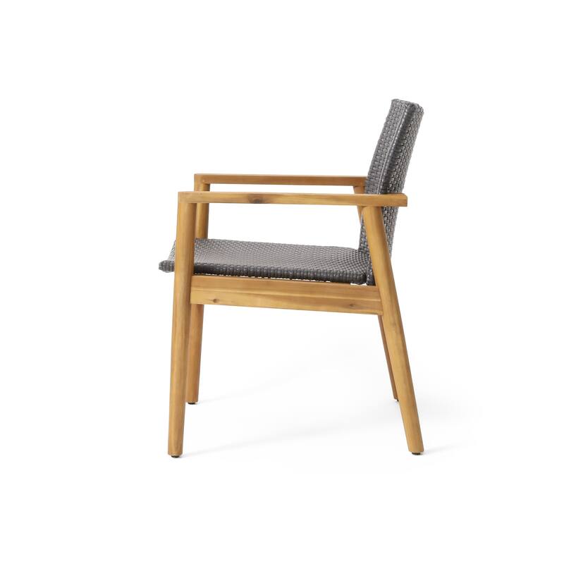 Bryan Wicker and Acacia Wood Outdoor Club Chairs by Christopher Knight Home