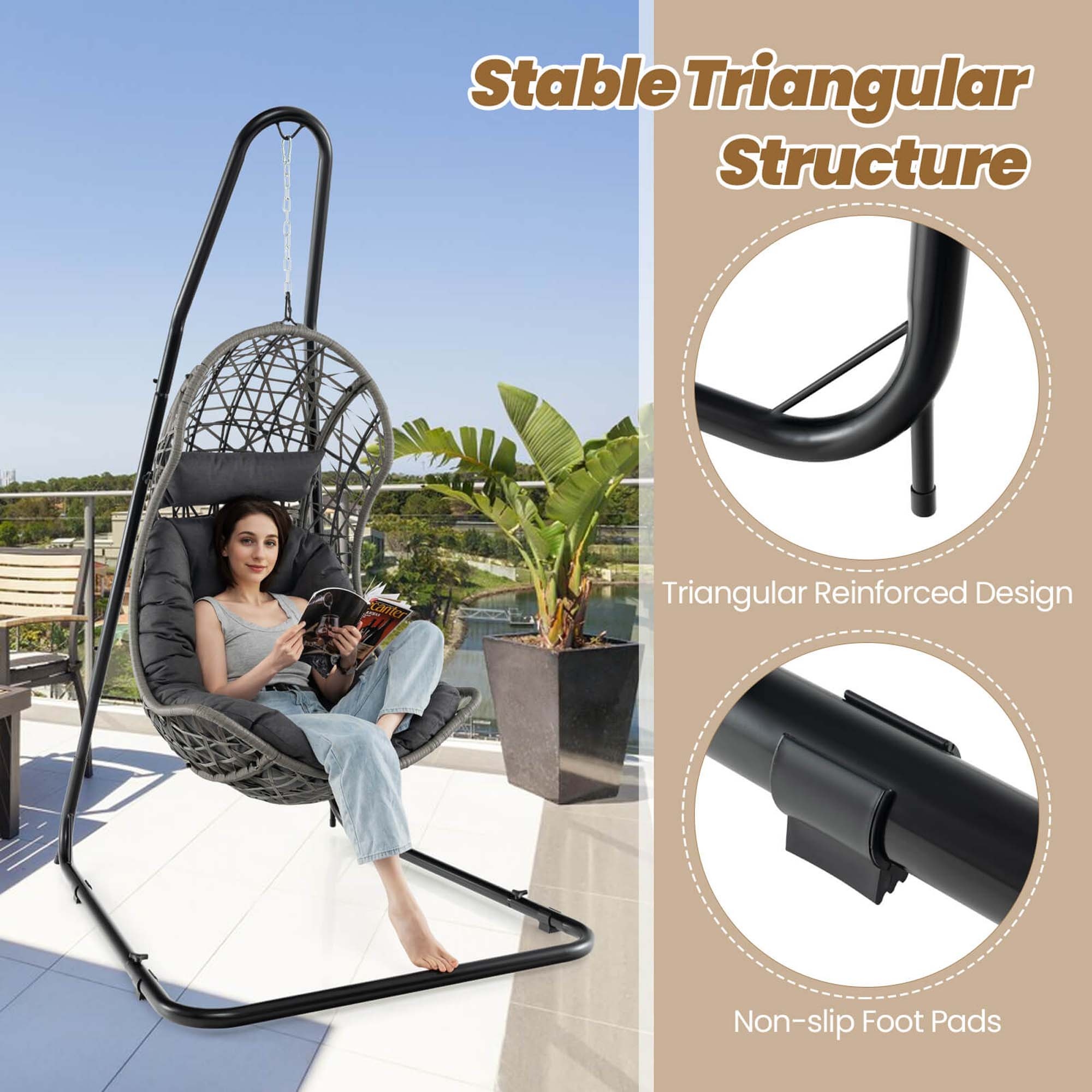 Costway adjustable hammock chair stand deals