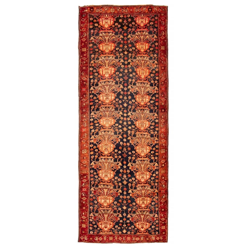 ECARPETGALLERY Hand-knotted Konya Anatolian Dark Navy Wool Rug - 5'0 x 13'5 - Dark Navy - 5'0 x 13'5