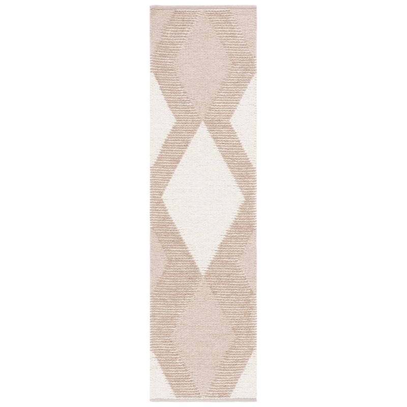 SAFAVIEH Handmade Natura Iridenta Diamond Boho Wool Rug - 2'3" x 8' Runner - Natural/Ivory