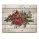 preview thumbnail 3 of 3, Designart 'Christmas Poinsettia and Red Cardinal Bird' Traditional Print on Natural Pine Wood