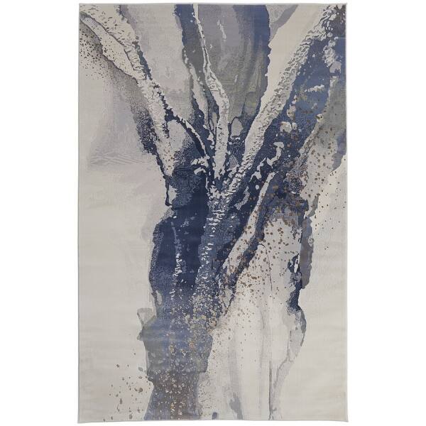 slide 2 of 10, Mandana 39M0F Abstract Modern Area Rug 7'9" x 10' - Ivory/Blue
