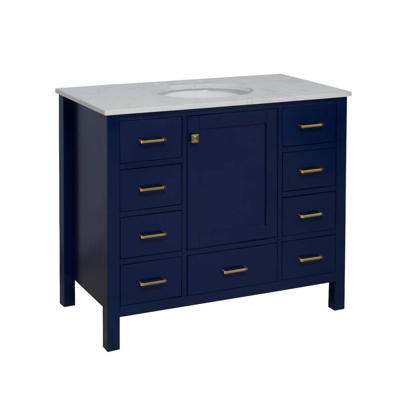 KitchenBathCollection Horizon 42" Bathroom Vanity with Engineered Carrara Top