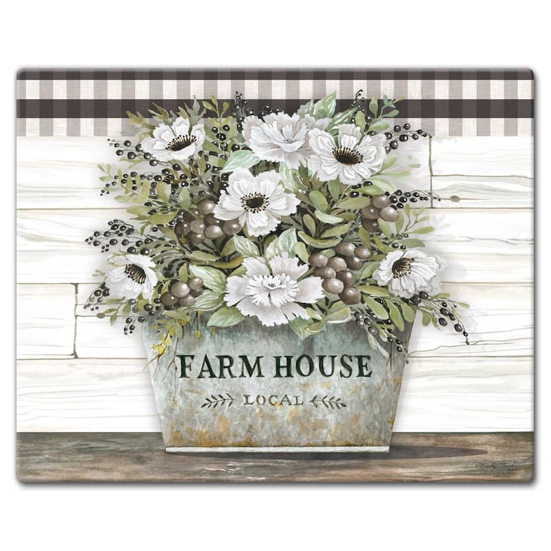 Counterart Glass Cutting Board Counter Saver 12"x15" , Vintage Farmhouse - 12x15x.212