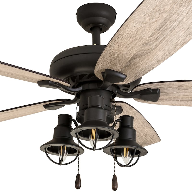 The Gray Barn Chevening 52-inch Coastal Indoor LED Ceiling Fan with Pull Chains 5 Reversible Blades - 52