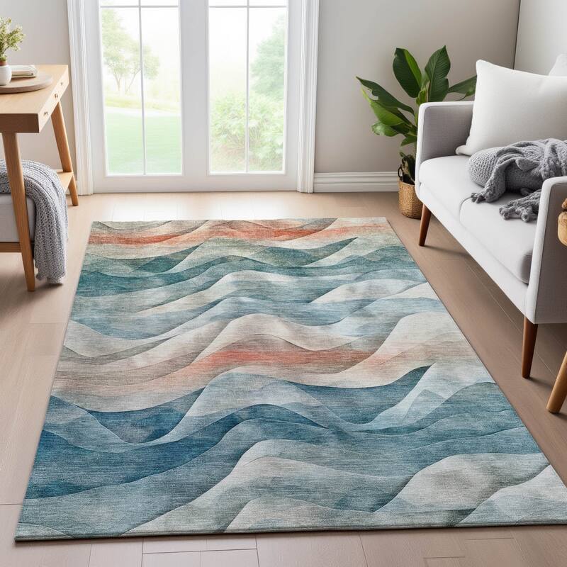 Premium Washable Super Soft Modern Waves Mayfield Rug