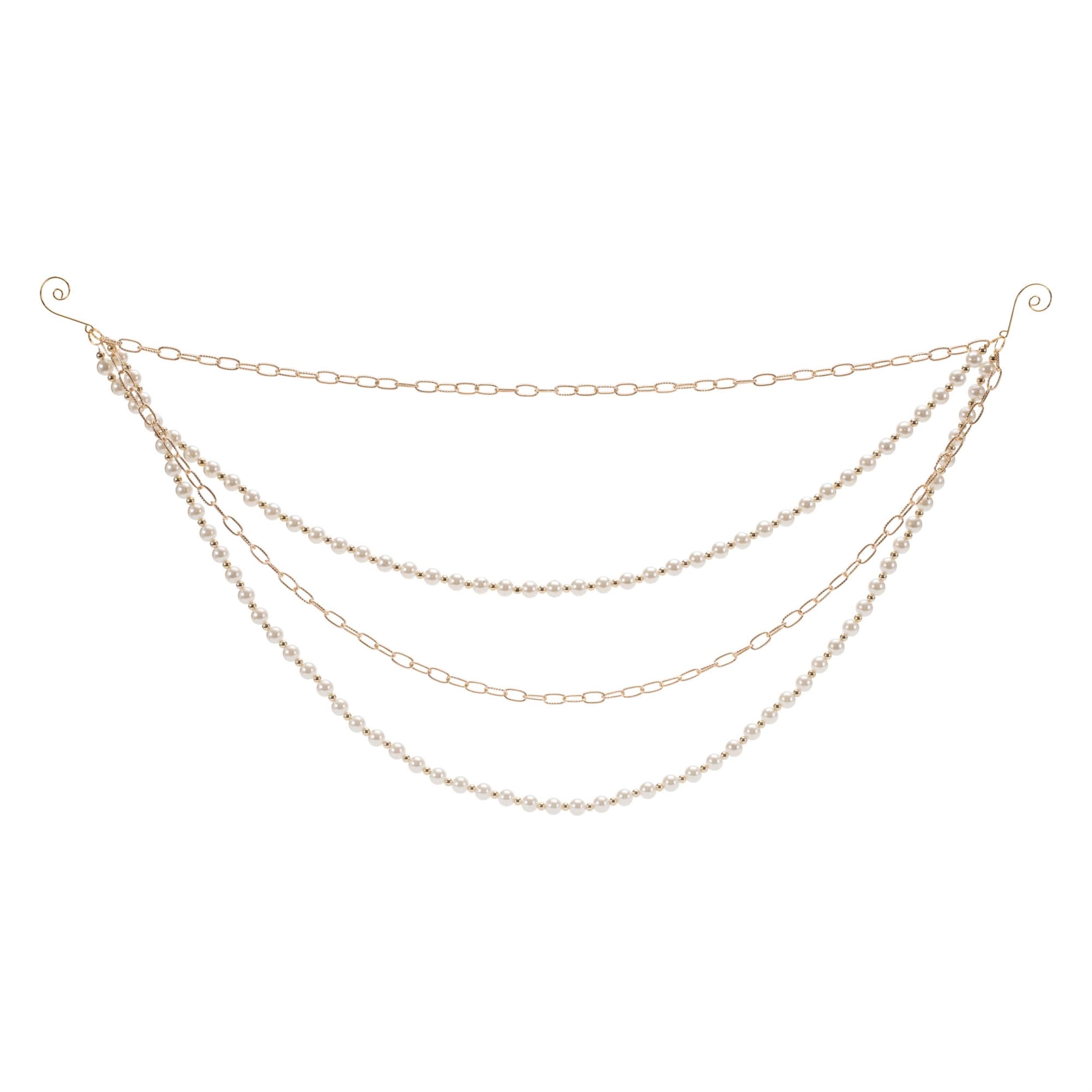 Pearl Bead and Chain Link Garland (Set of 2) - 27x12x12