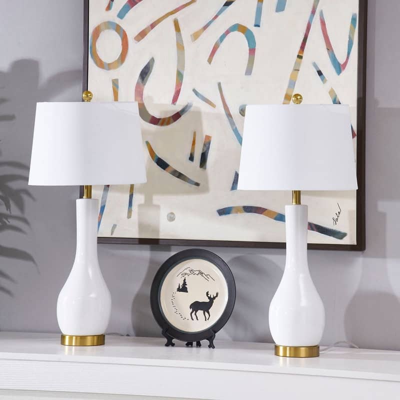 Maxax 28.5" Ceramic Table Lamp Set with USB (Set of 2)