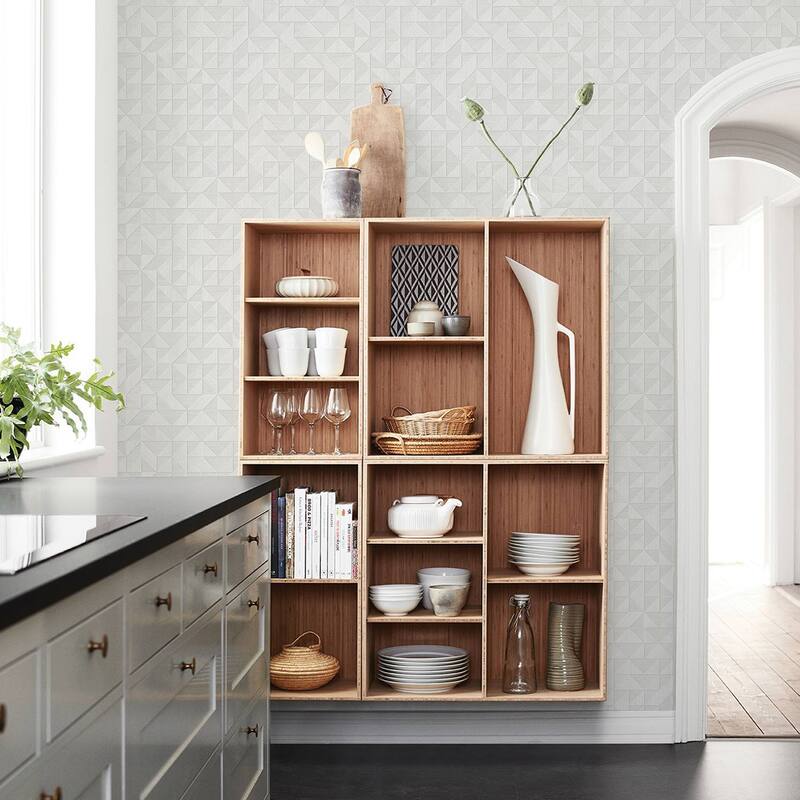 A-Street Prints Gallerie Light Grey Geometric Wood Wallpaper