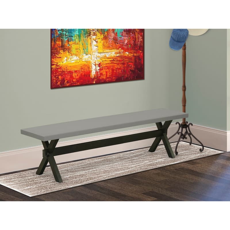East West Furniture X-Style Modern Dining Bench with Wooden Seat, 72x15x18 Inch, Multi-Color (Finish Options) - XB697