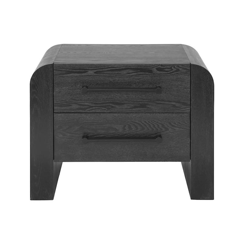 Christopher Knight Home - Mina Modern 2-Drawer Nightstand with Black Metal Handles