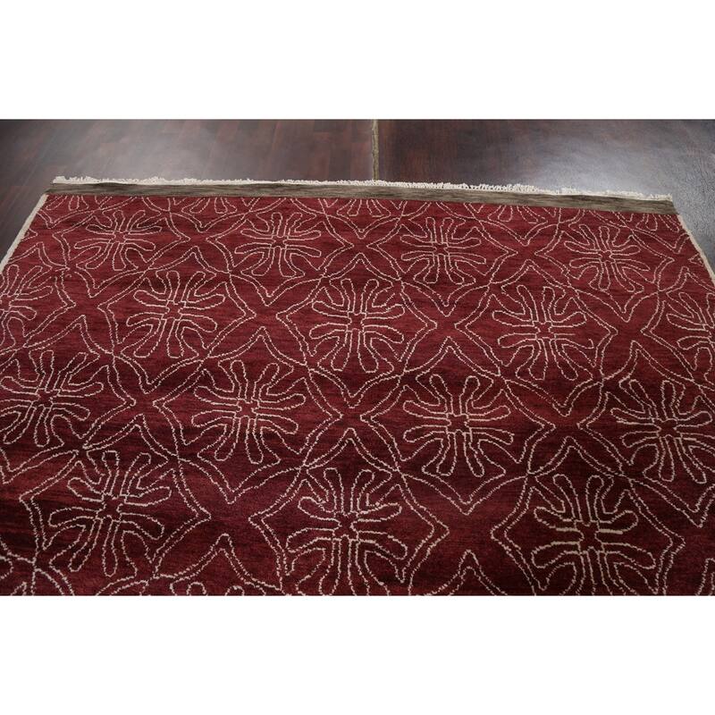 Red Art & Craft Oriental Living Room Area Rug Hand-knotted Wool Carpet - 7'11" x 9'10"