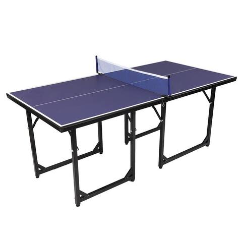 Table Tennis Table for Small Spaces, Portable Table with Ping Pong Net