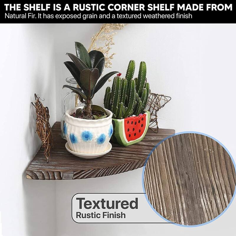 Wall Solid Wood Wall Hanging Floating Shelves Small Corner Shelf 2 Tier Set - Medium