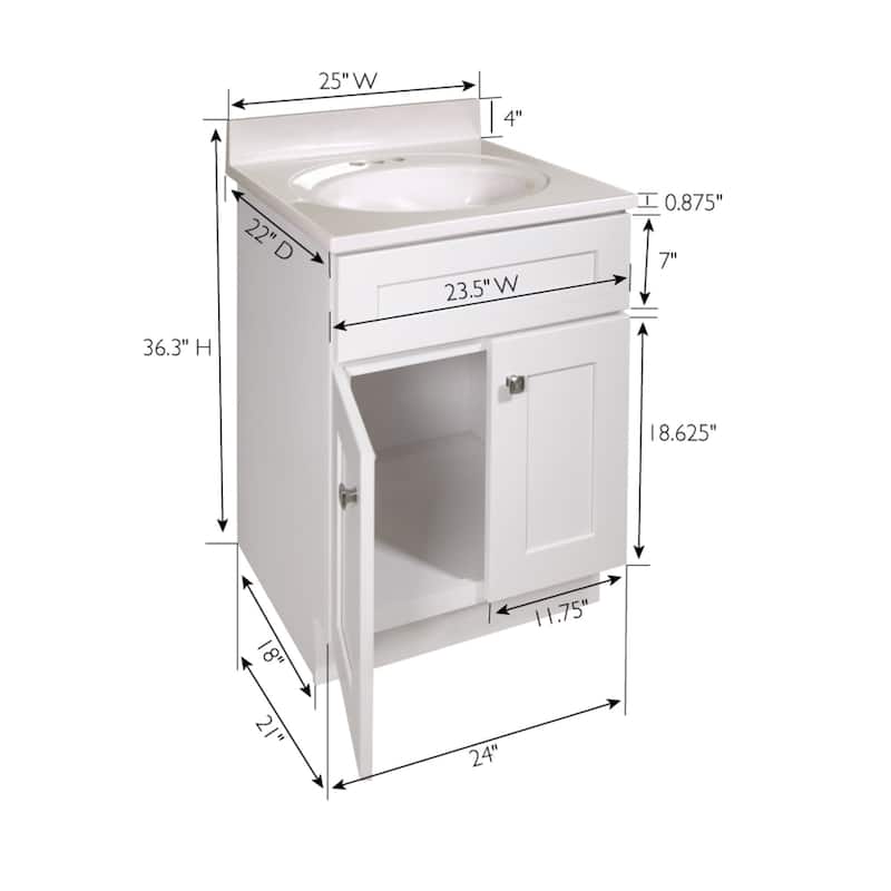 Design House Brookings 25" Free Standing Single Basin Vanity Set with