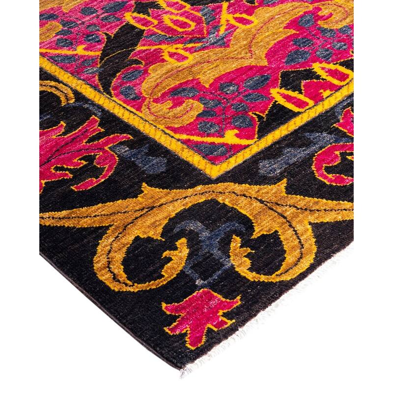 Arts & Crafts One-of-a-Kind Hand-Knotted Area Rug - Black, 6' 3" x 8' 9" - 6' 3" x 8' 9"